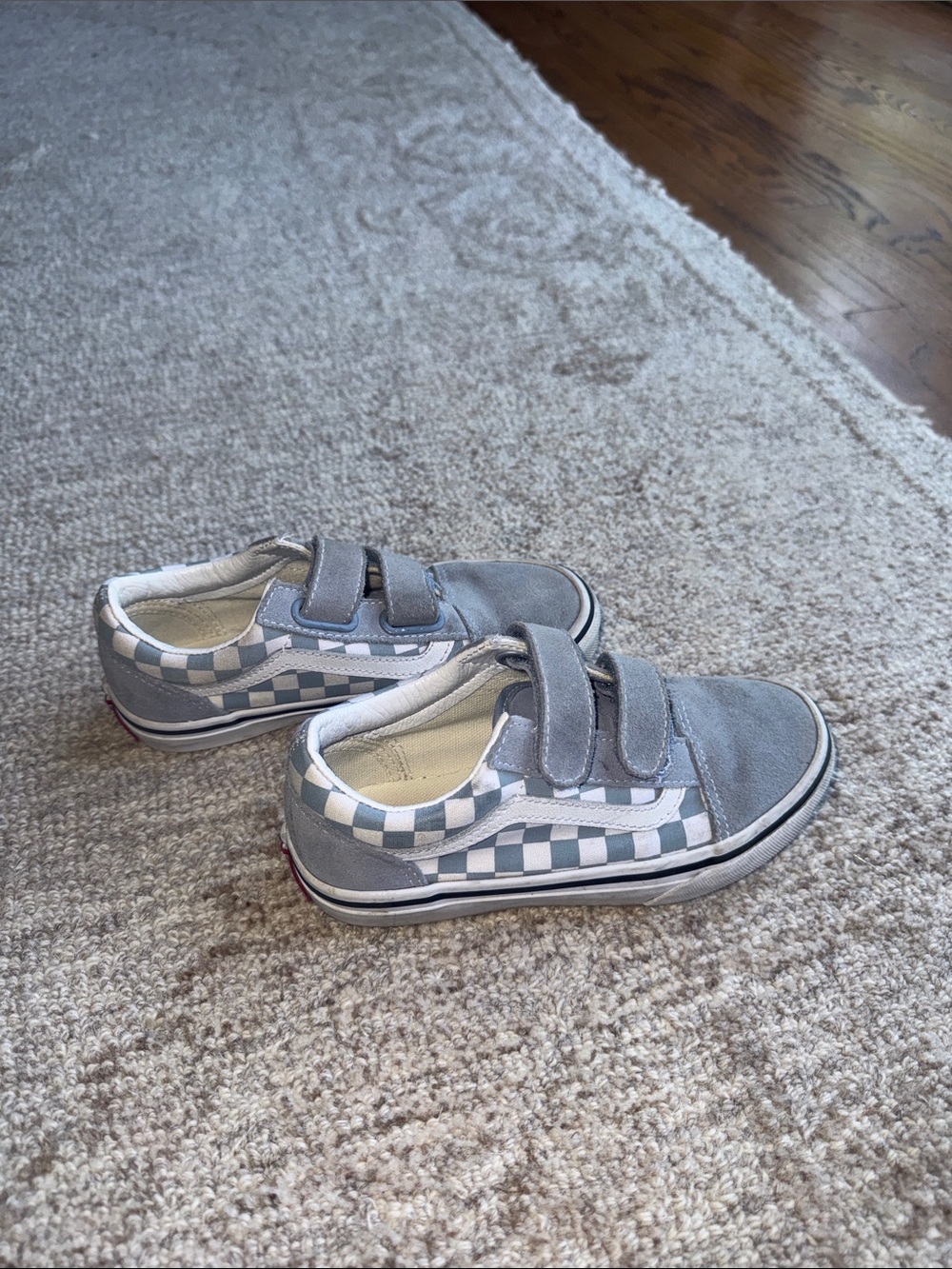 Vans Kids Gray Checkerboard Velcro Slip-On Sneakers